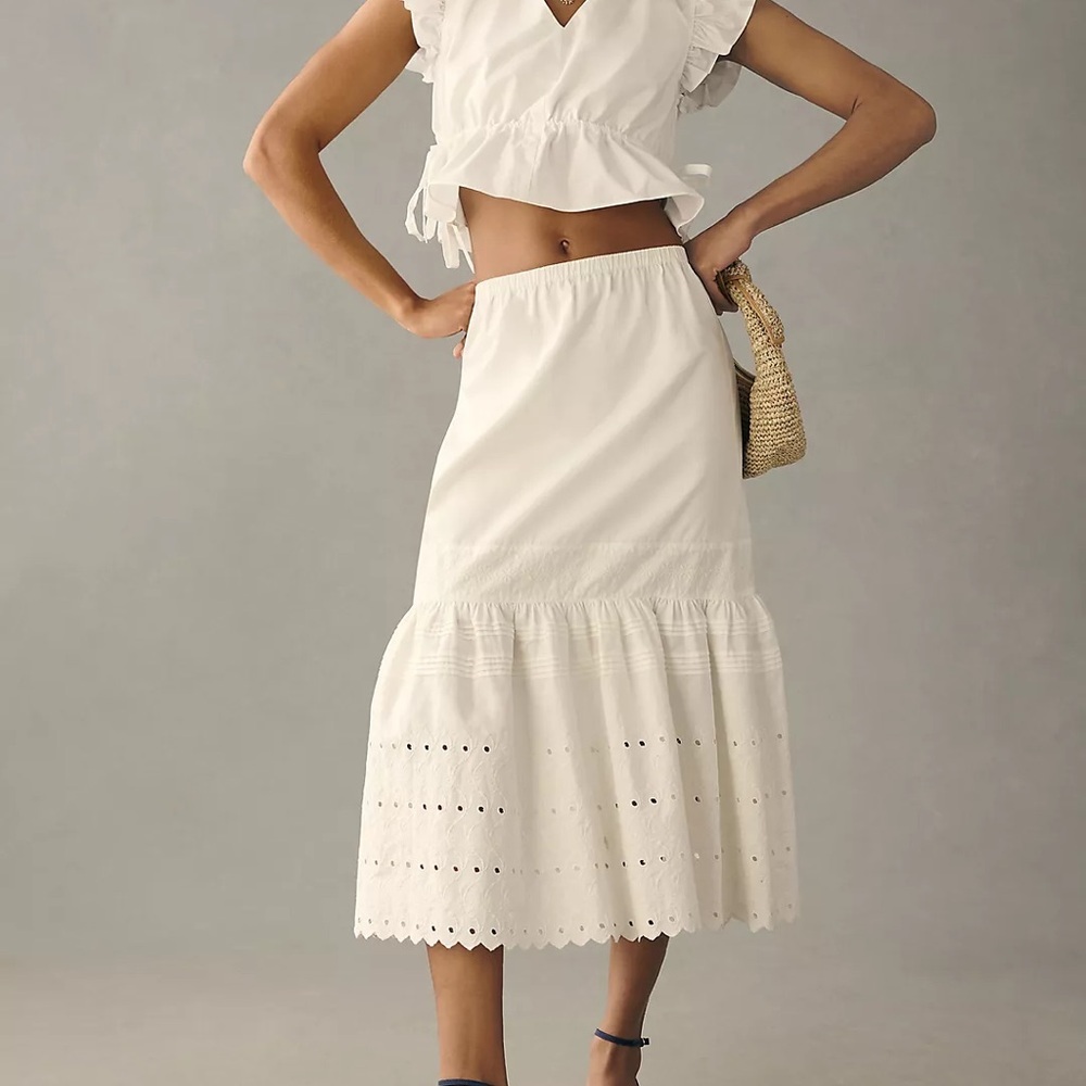 By Anthropologie Eyelet Petticoat Skirt